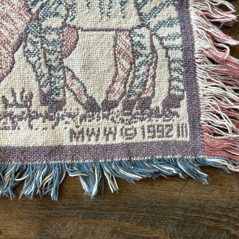 VTG 1992 MWW Noahs Ark Tapestry Blanket Throw Pastel Baby Nursery 32x46